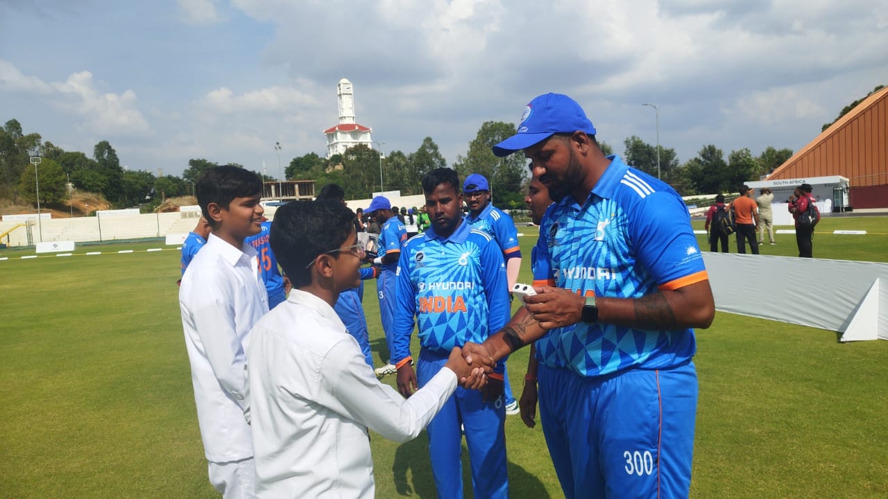 SenseVibe demonstration with blind cricket players